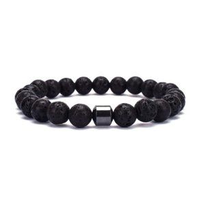 Magnet Natural Black Lava Stone Bead Bracelet